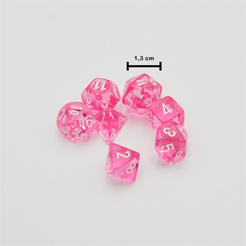 Mini Translucent Pink and White Dice Set - Rollespilsterninger - Chessex
